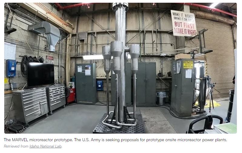 U.S. Army seeks nuclear microreactors for reliable on-site generation